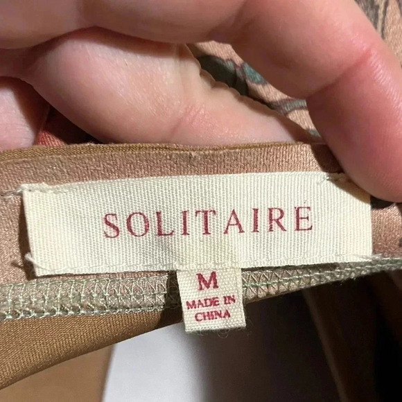 Solitaire tan floral duster faux suede jacket size M - Picture 4 of 7